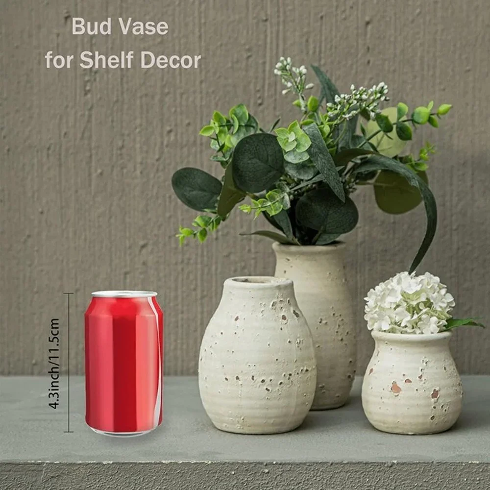 NEW  Ceramic Rustic Bud Vase, Small Vases Set for Country Home Decoration - Picture 5 of 8